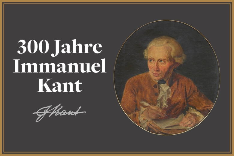 Die Graphik basiert auf dem Porträt »Kant an seinem Königsberger Schreibtisch« von Johannes Heydeck